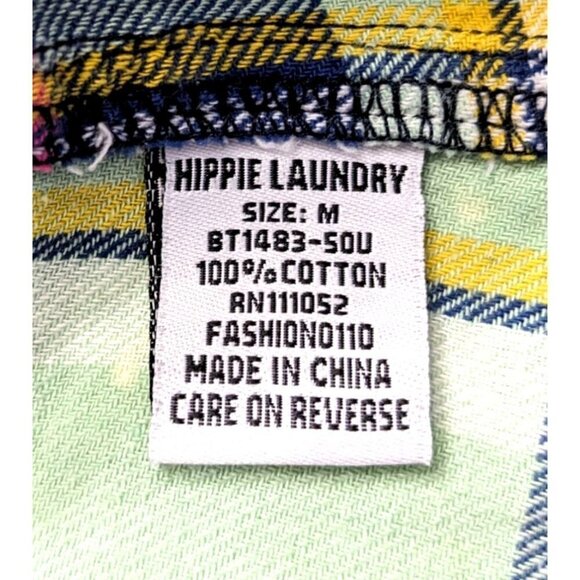HIPPIE LAUNDRY Pastel Acid-Washed 100% Cotton Sleeveless Button Down Size M - Picture 4 of 6